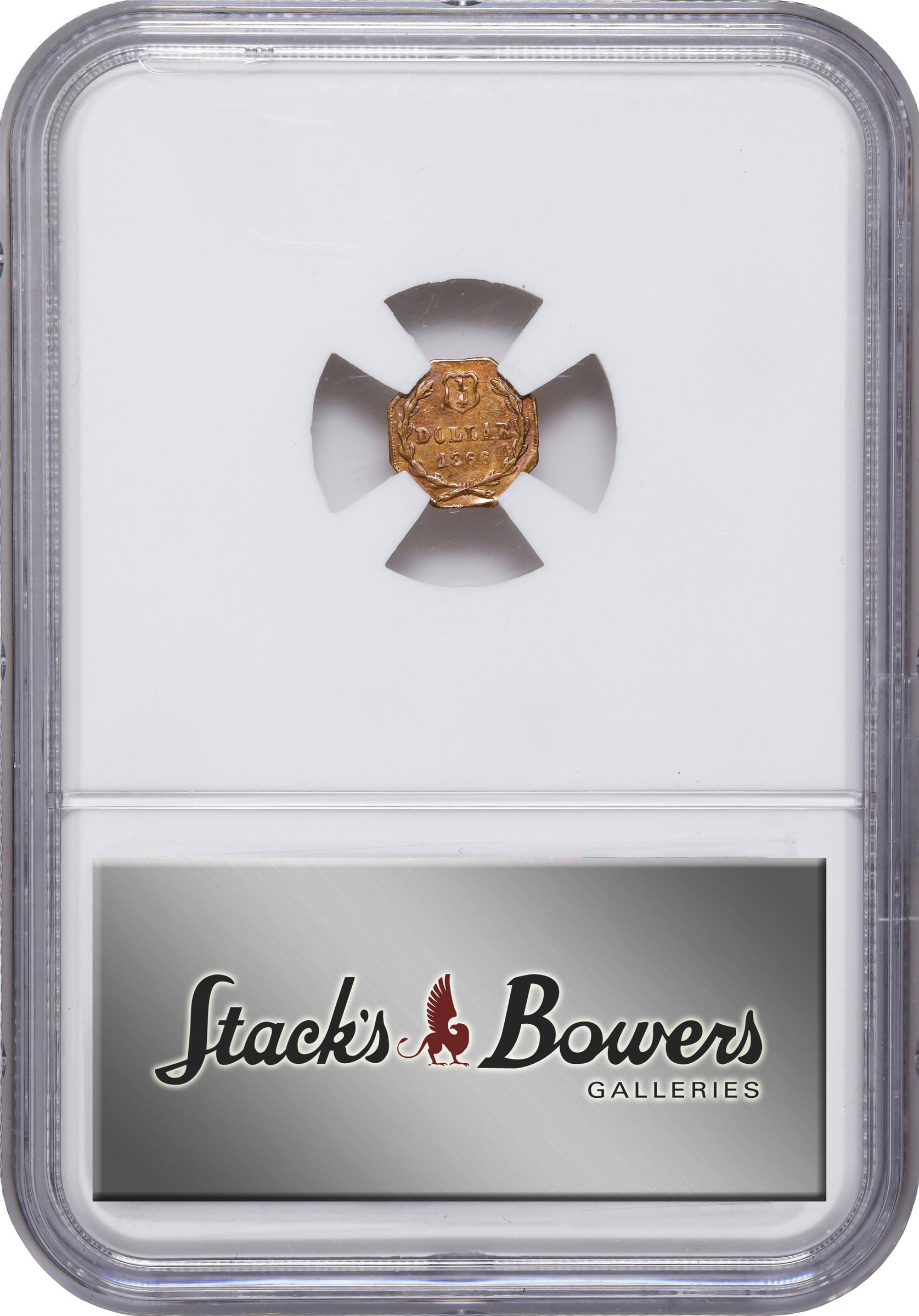 image for: 1866 Octagonal 25 Cents. BG-737. Rarity-5. Liberty Head. MS-61 (NGC).