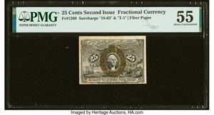 image for: Fr. 1289 25¢ Second Issue PMG About Uncirculated 55....