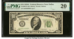 image for: Fr. 2001-K $10 1928A Federal Reserve Note. PMG Very Fine 20....
