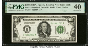 image for: Fr. 2151-B $100 1928A Federal Reserve Note. PMG Extremely Fine 40....