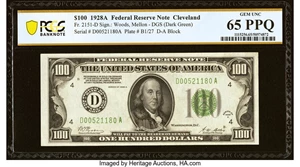 image for: Fr. 2151-D $100 1928A Federal Reserve Note. PCGS Banknote Gem Unc 65 PPQ....