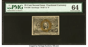 image for: Fr. 1286 25¢ Second Issue PMG Choice Uncirculated 64....