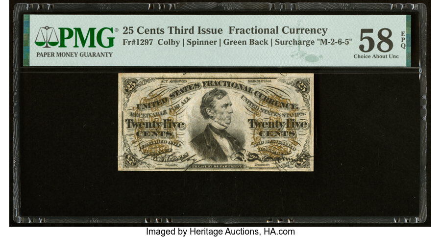 image for: Fr. 1297 25¢ Third Issue PMG Choice About Unc 58 EPQ....