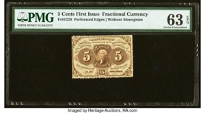 image for: Fr. 1229 5¢ First Issue PMG Choice Uncirculated 63 EPQ....