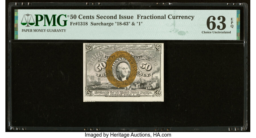 image for: Fr. 1318 50¢ Second Issue PMG Choice Uncirculated 63 EPQ....