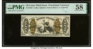 image for: Fr. 1365 50¢ Third Issue Justice PMG Choice About Unc 58....