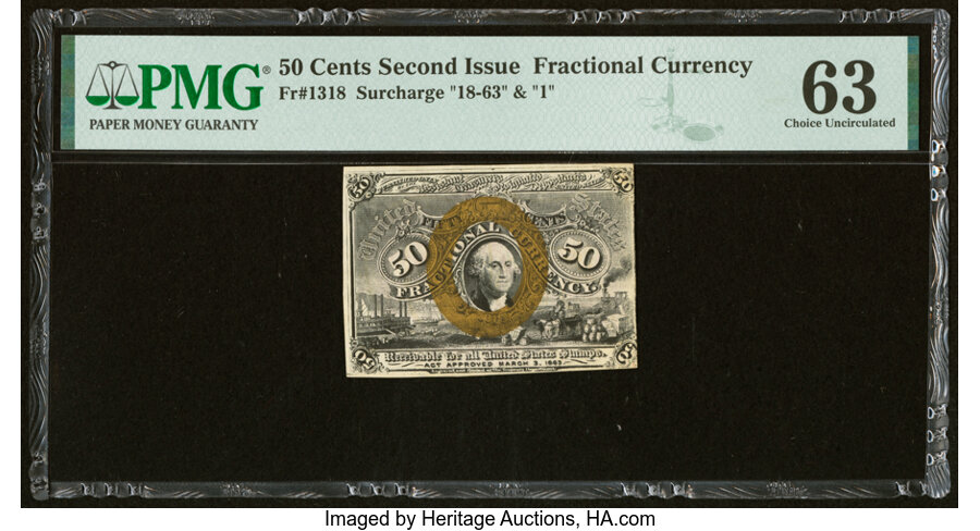 image for: Fr. 1318 50¢ Second Issue PMG Choice Uncirculated 63....