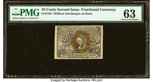image for: Fr. 1244 10¢ Second Issue PMG Choice Uncirculated 63....