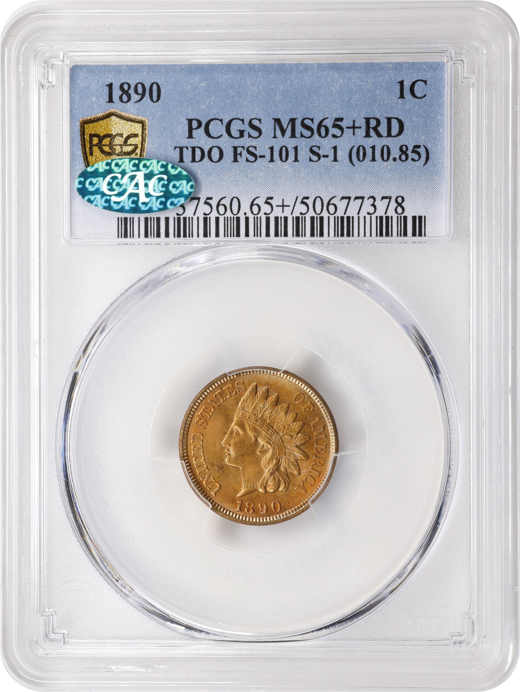 image for: 1890 Indian Cent. Snow-1, FS-101. Quadrupled Die Obverse. MS-65+ RD (PCGS). CAC.