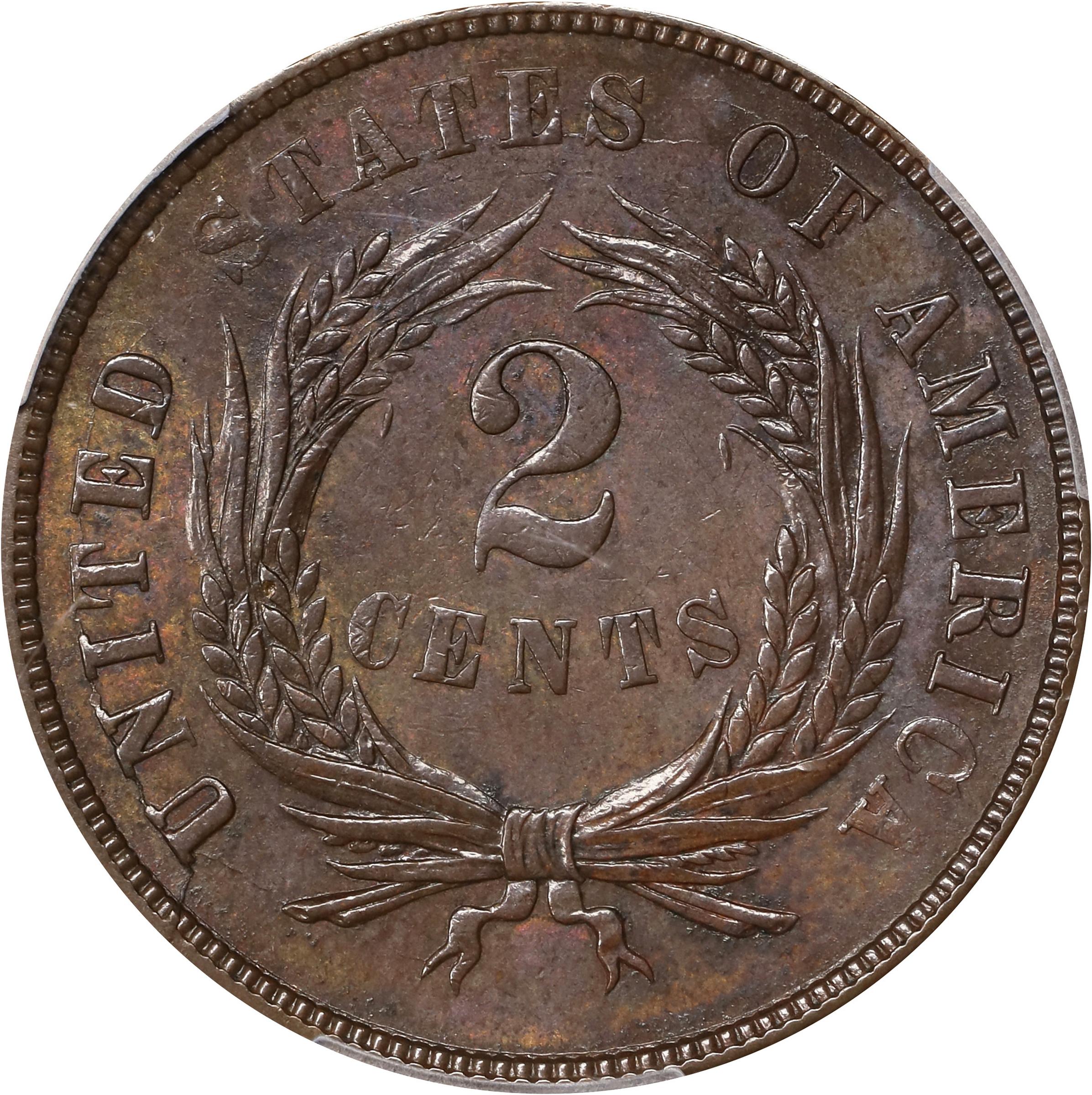 image for: 1867 Two-Cent Piece. FS-101. Doubled Die Obverse. AU-55 (PCGS).