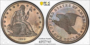 image for: 1839 Gobrecht Silver Dollar. Name Removed. Judd-104 Restrike, Pollock-116. Rarity-3. Silver. Reeded Edge. Die Alignment IV. Proof-63+ (PCGS). CAC.