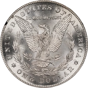image for: 1880-CC GSA Morgan Silver Dollar. VAM-7. Hit List 40. 8/7, Reverse of 1878. MS-65+ (NGC). CAC.
