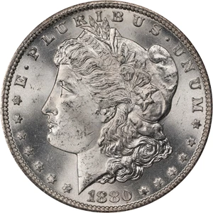 image for: 1880-CC GSA Morgan Silver Dollar. VAM-7A. Hit List 40. 8/7, Reverse of 1878. MS-65 (NGC). CAC.