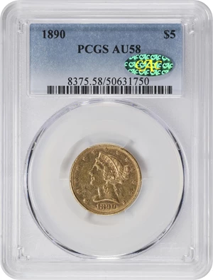 image for: 1890 Liberty Head Half Eagle. AU-58 (PCGS). CAC.