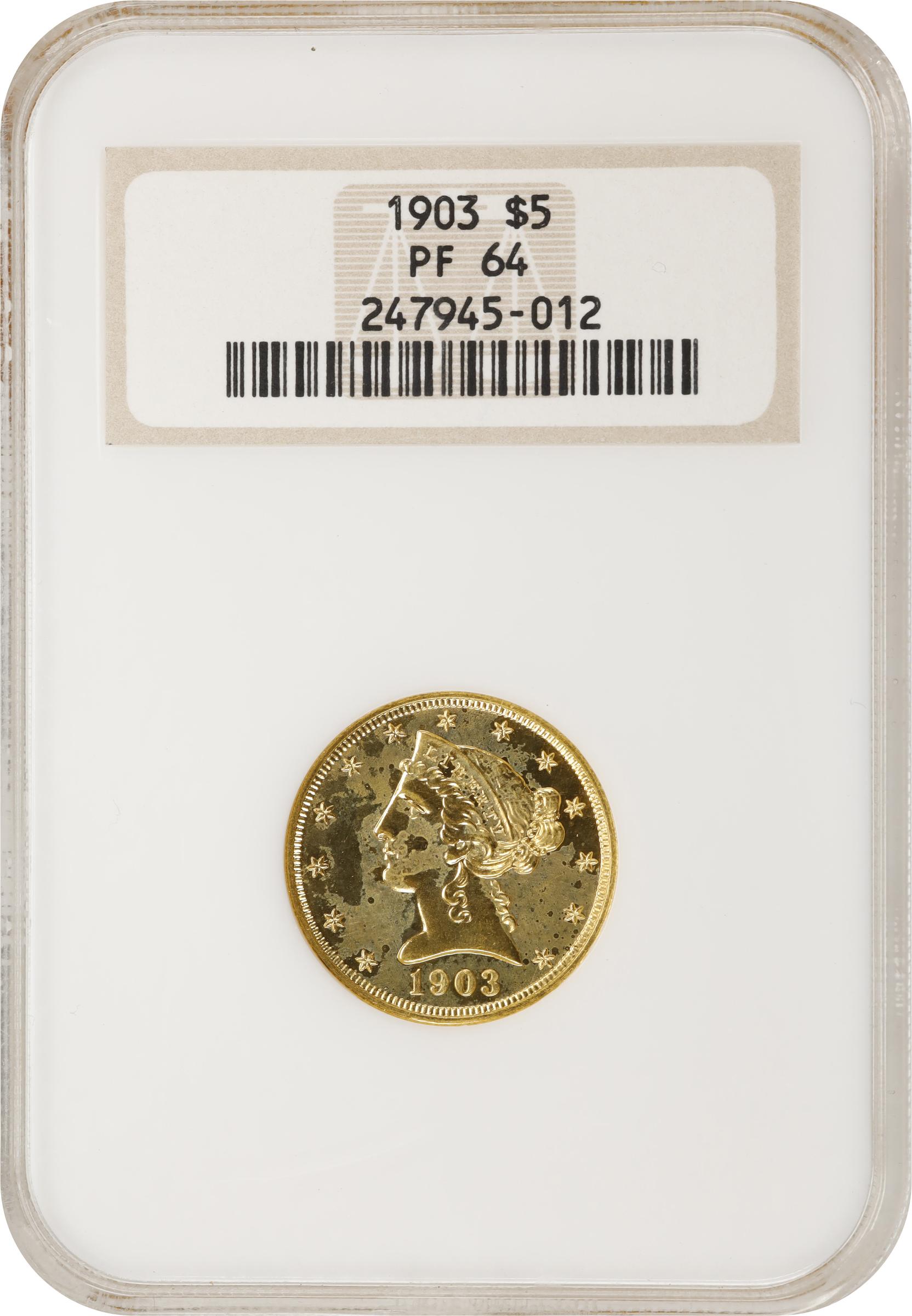 image for: 1903 Liberty Head Half Eagle. JD-1. Rarity-4. Proof-64 (NGC). OH.