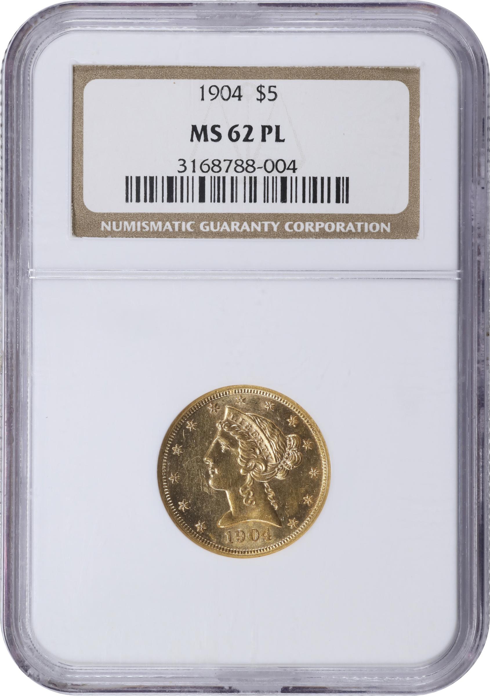 image for: 1904 Liberty Head Half Eagle. MS-62 PL (NGC).