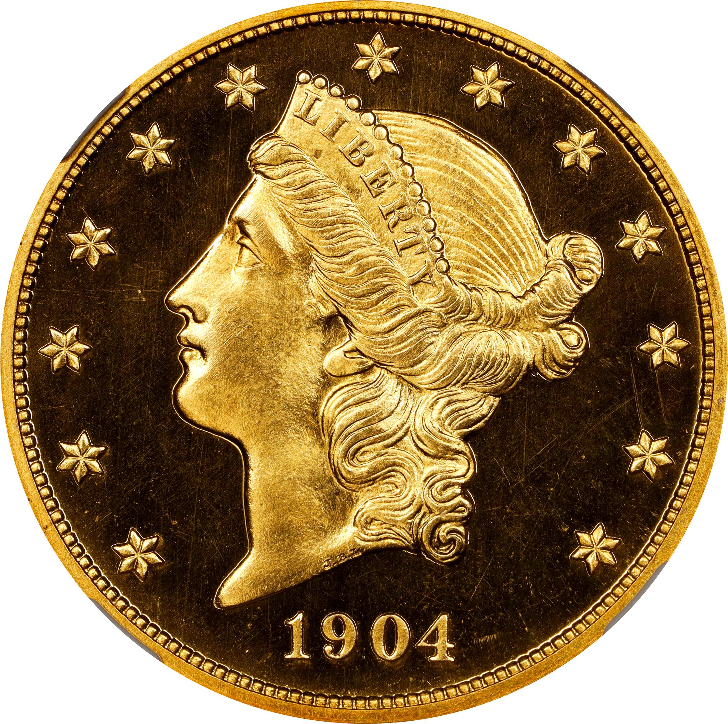 image for: 1904 Liberty Head Double Eagle. JD-1. Rarity-4+. Proof-66+ Cameo (NGC). CMQ.