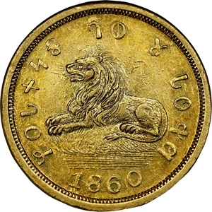 image for: 1860 Mormon $5. K-6. Rarity-5+. MS-62 (NGC). CMQ.