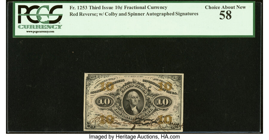 image for: Fr. 1253 10¢ Third Issue PCGS Choice About New 58....