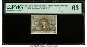 image for: Fr. 1286 25¢ Second Issue PMG Choice Uncirculated 63....