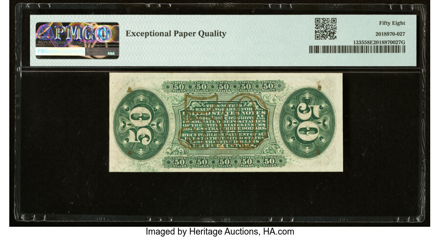 image for: Fr. 1335 50¢ Third Issue Spinner PMG Choice About Unc 58 EPQ....