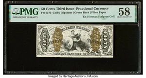 image for: Fr. 1370 50¢ Third Issue Justice PMG Choice About Unc 58....