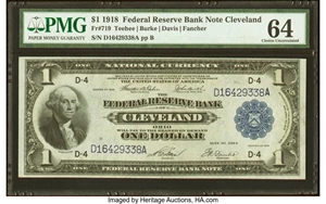 image for: Fr. 719 $1 1918 Federal Reserve Bank Note PMG Choice Uncirculated 64....