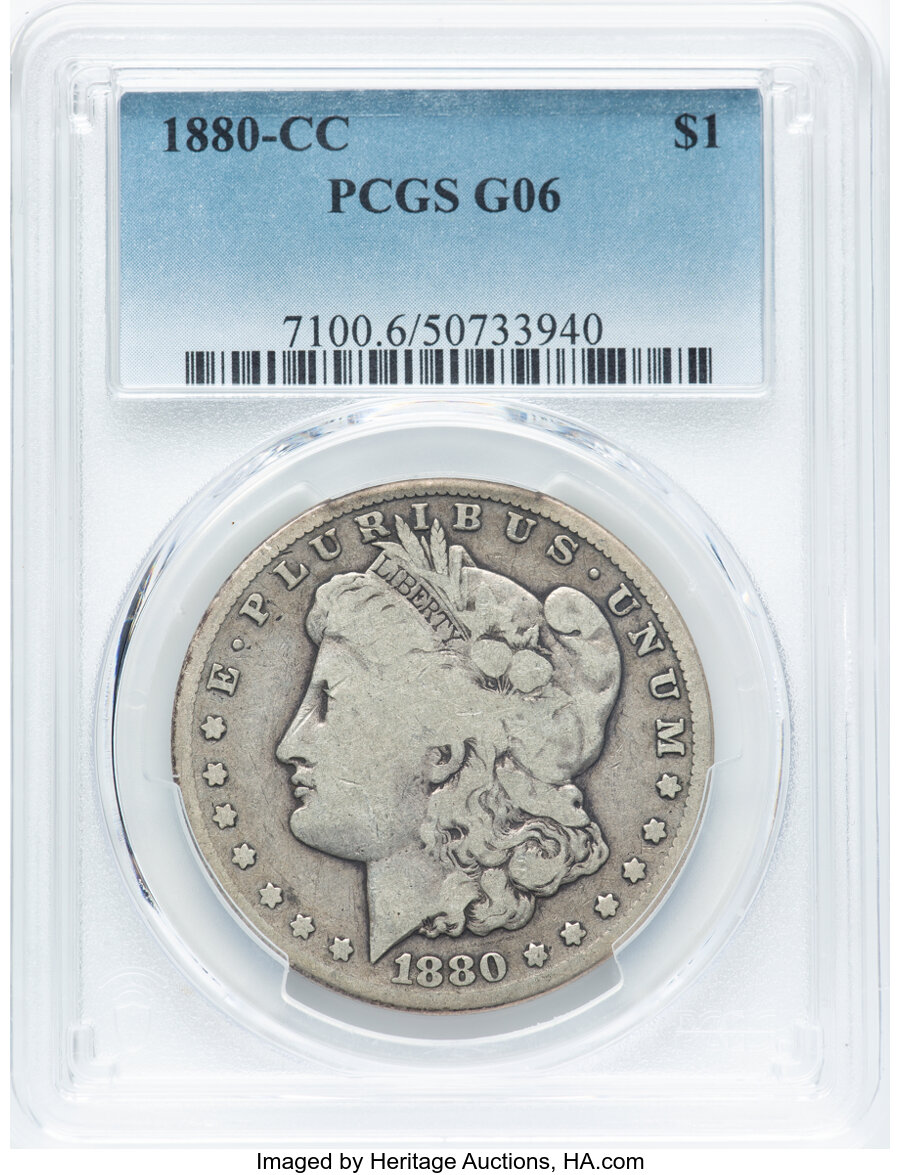 1880-CC $1 Good 6 PCGS. PCGS Population: (62/16142). Mintage 591,000. ...