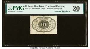 image for: Inverted Back Error Milton 1R10.2c Fr. 1241 10¢ First Issue PMG Very Fine 20....