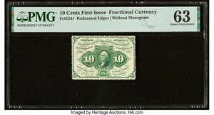 image for: Fr. 1241 10¢ First Issue PMG Choice Uncirculated 63....