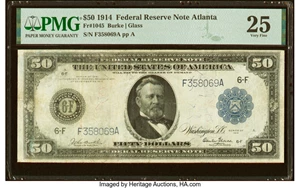 image for: Fr. 1045 $50 1914 Federal Reserve Note PMG Very Fine 25....