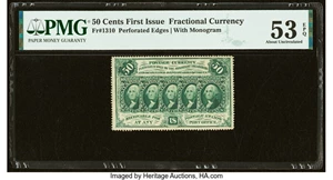 image for: Fr. 1310 50¢ First Issue PMG About Uncirculated 53 EPQ....