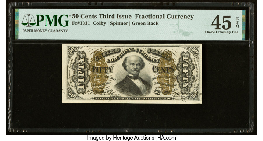 image for: Fr. 1331 50¢ Third Issue Spinner PMG Choice Extremely Fine 45 EPQ....