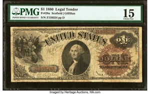 image for: Fr. 28a $1 1880 Legal Tender PMG Choice Fine 15....