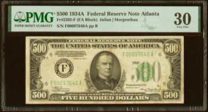 image for: Fr. 2202-F $500 1934A Federal Reserve Note. PMG Very Fine 30....