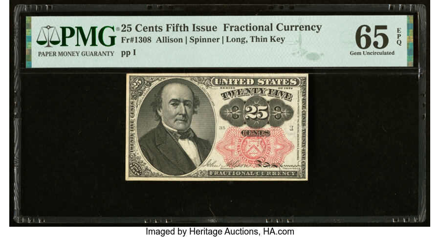 image for: Fr. 1308 25¢ Fifth Issue PMG Gem Uncirculated 65 EPQ....