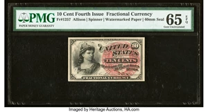 image for: Fr. 1257 10¢ Fourth Issue PMG Gem Uncirculated 65 EPQ....