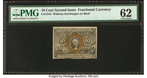 image for: Fr. 1244 10¢ Second Issue PMG Uncirculated 62....