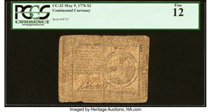 image for: Continental Currency May 9, 1776 $2 PCGS Fine 12....