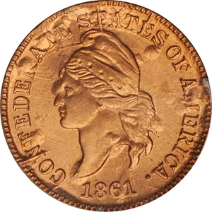 image for: "1861" (1961) Confederate Cent. Bashlow Restrike. Copper. MS-64 RD (PCGS).