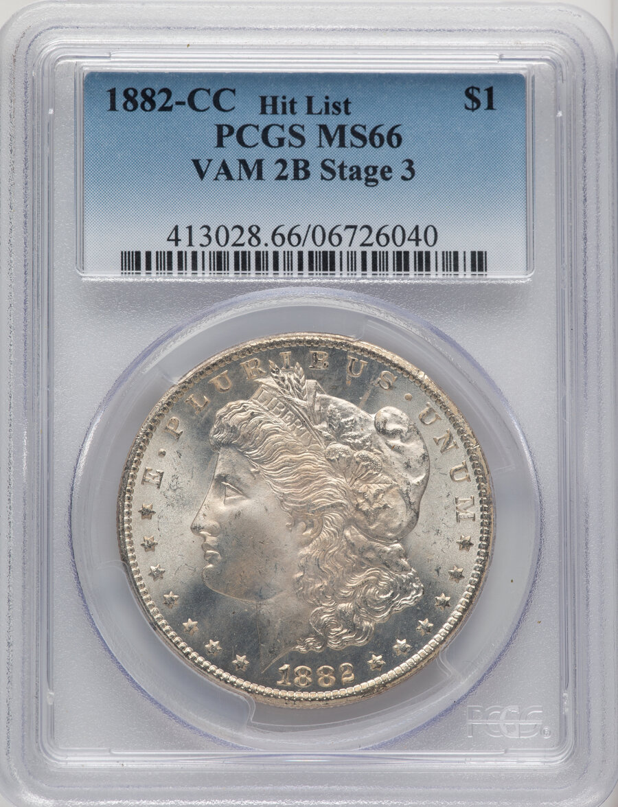 image for: 1882-CC $1 VAM-2B, Stage 3, MS66 PCGS. A Hit List 40 Variety. PCGS Population: (11/1)....