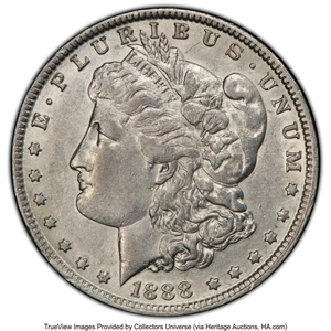 image for: 1888-O $1 Hot Lips, Doubled Die Obverse, VAM-4, AU50 PCGS. A Top 100 Variety. PCGS Population: (52/114 and 0/1+)....