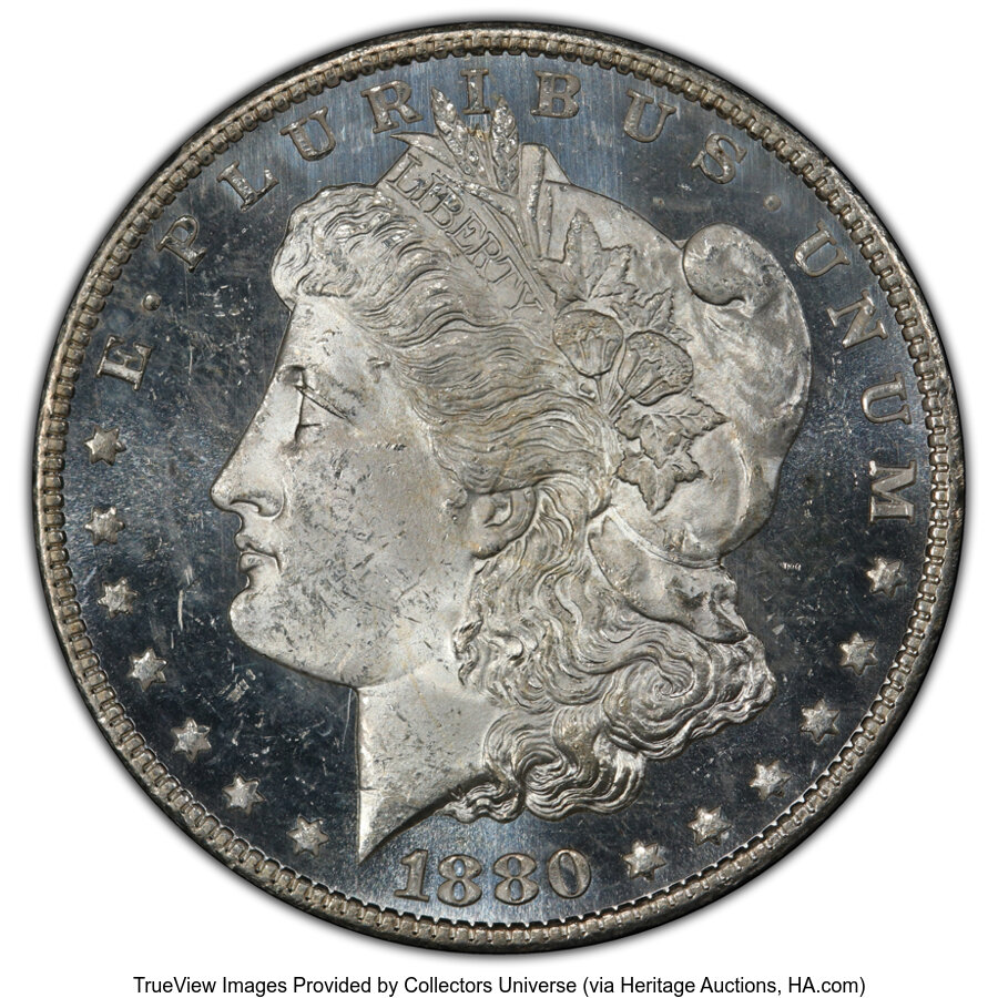 image for: 1880/9-S $1 VAM-11, 0/9 Overdate, MS64 Deep Mirror Prooflike PCGS. A Hot 50 Variety. PCGS Population: (17/14 and 0/4+)....