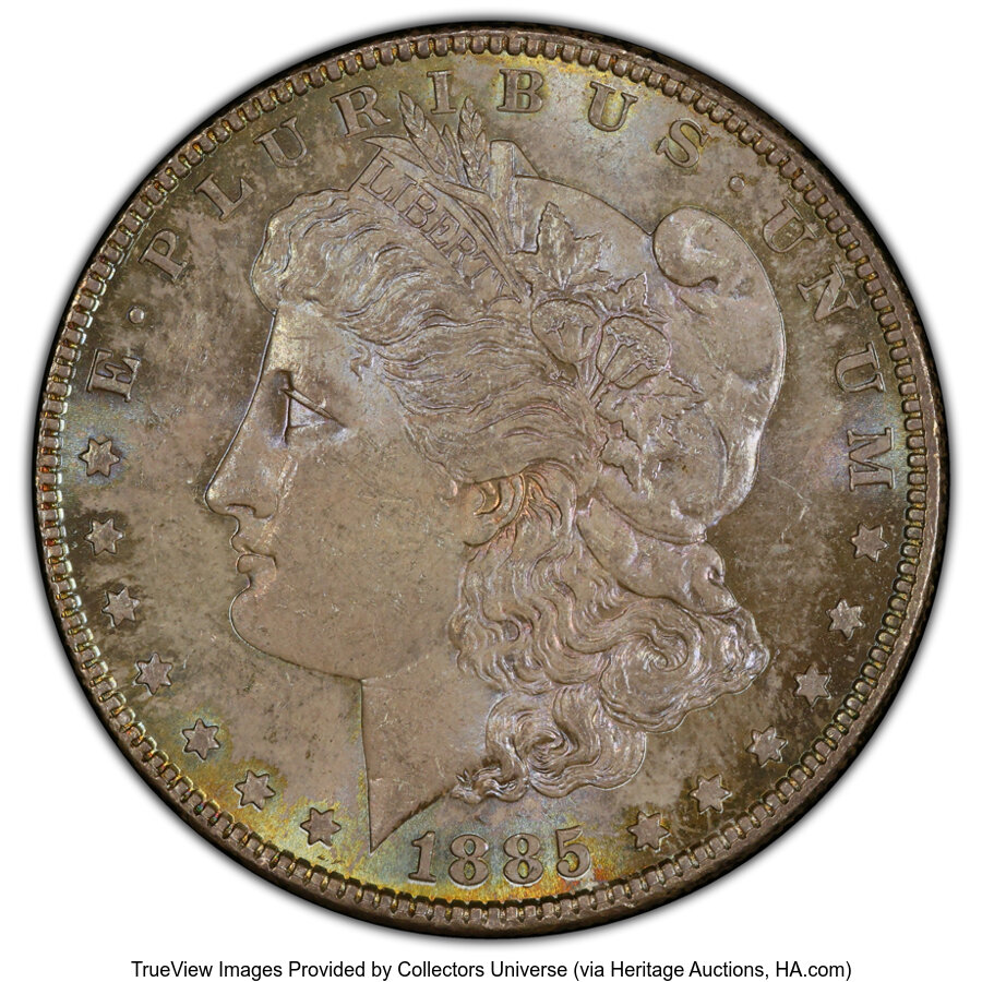 image for: 1885 $1 Dash, VAM-22, MS64 PCGS. A Hit List 40 Variety. PCGS Population: (11/1 and 1/0+)....