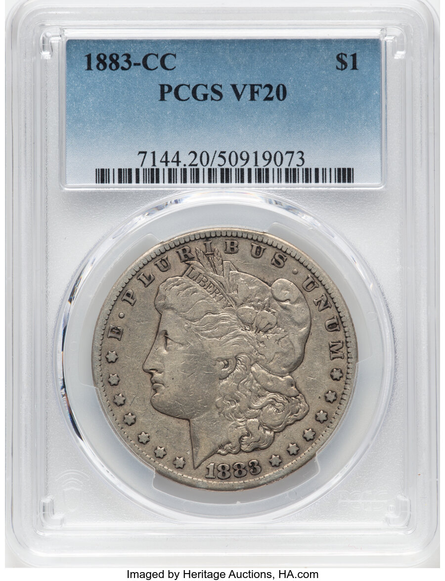 1883-CC $1 VF20 PCGS. PCGS Population: (59/51098). Mintage 1,204,000. ...