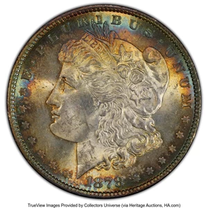 image for: 1878 7TF $1 Reverse of 1879, 168 Reeds, VAM-224, MS63 PCGS. A Hit List 40 Variety. PCGS Population: (11/11 and 0/0+)....