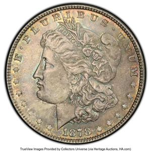 image for: 1878 7TF $1 Reverse of 1878, Filled in 8s, VAM-79, MS62 PCGS. A Hot 50 Variety. PCGS Population: (20/35 and 0/0+)....