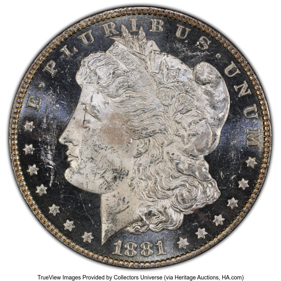 image for: 1881-O $1 Pummeled Eye, VAM-1D, MS63 Deep Mirror Prooflike PCGS. A Hit List 40 Variety. PCGS Population: (1/2 and 0/0+)....