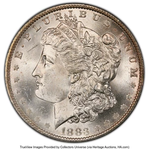 image for: 1883-O $1 Partial E on Reverse, VAM-22A, MS64 PCGS. CAC. A Hot 50 Variety. CAC Population: (2/0)....