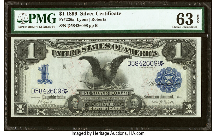 image for: Fr. 226a $1 1899 Silver Certificate PMG Choice Uncirculated 63 EPQ....